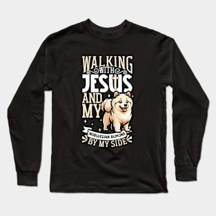 Jesus and dog - Norwegian Buhund Long Sleeve T-Shirt